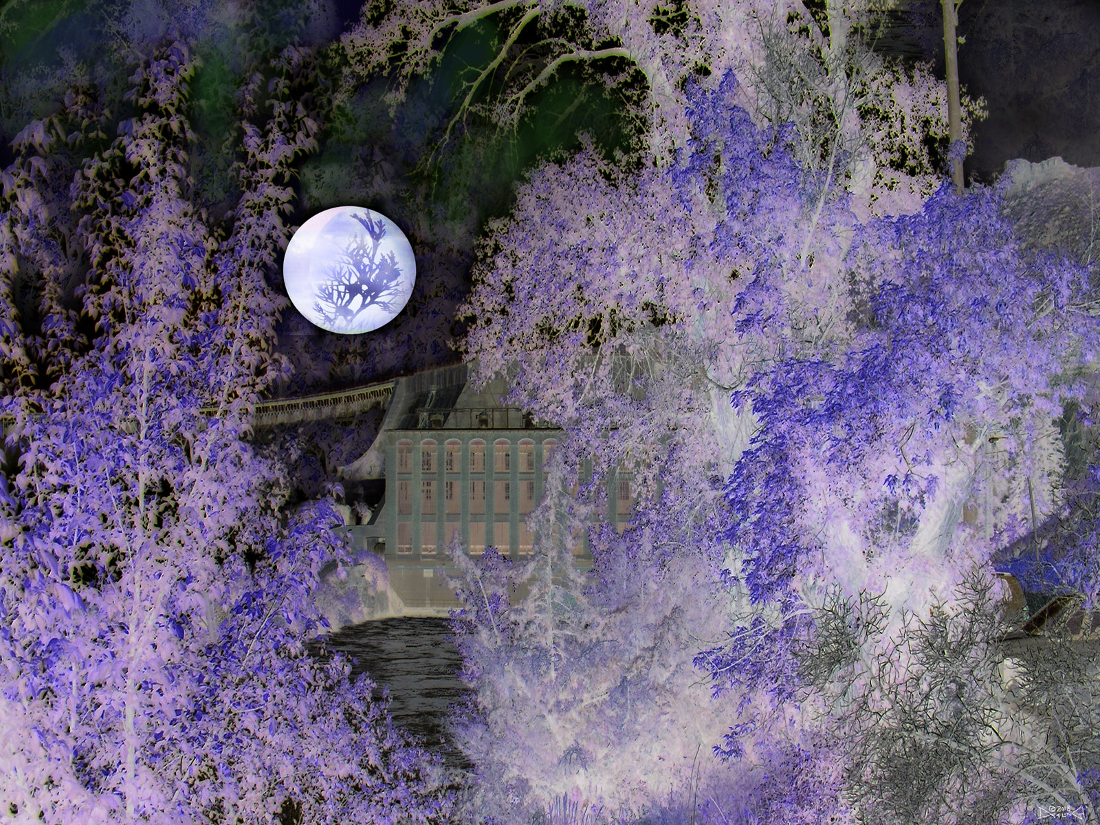 Plum Moon at the Great Falls of the Missouri 2018 by Deeling C. Gregory