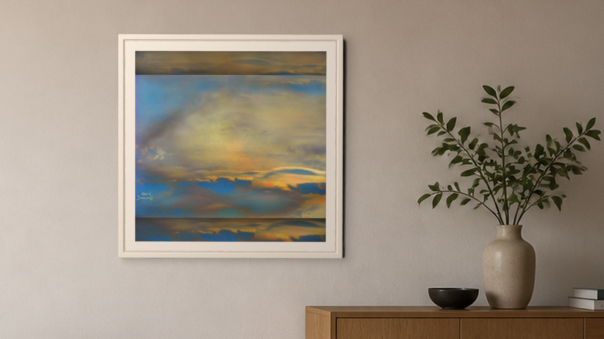 In-room view of Cadmium Cloud 2016, 20 × 20 inch print — Deeling Metric Scene v3