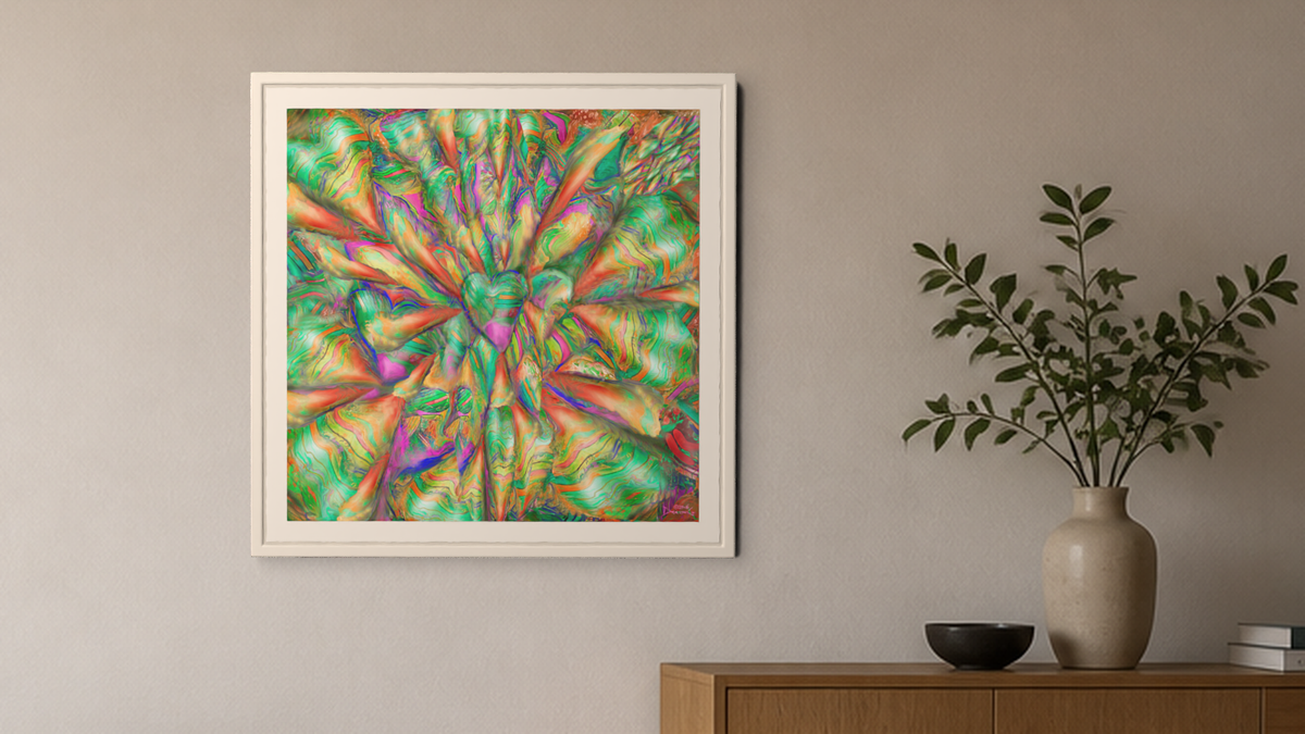 In-room view of Love Large 2016, 20 × 20 inch print — Deeling Metric Scene v3
