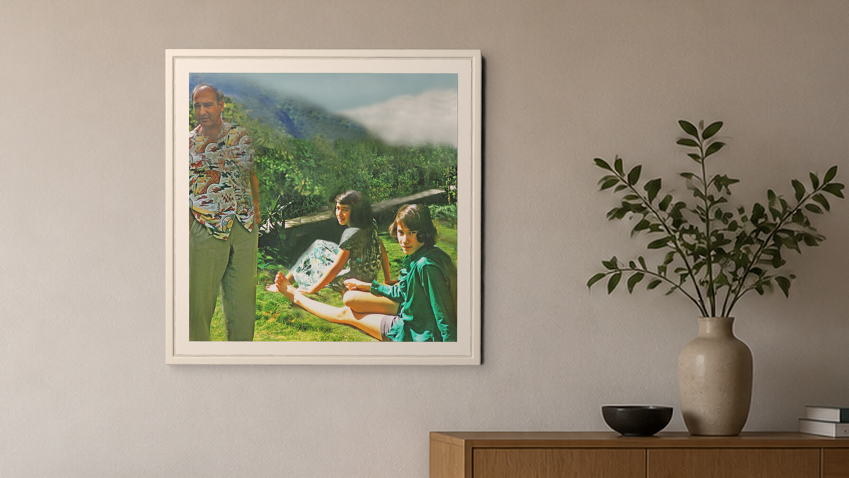 In-room view of Manoa Memories 6.7 Father and Two Daughters 2017, 20 × 20 inch print — Deeling Metric Scene v3