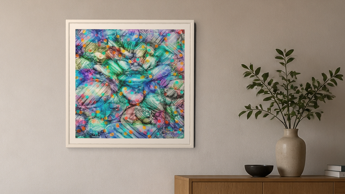 In-room view of Polka Dots 2016, 20 × 20 inch print — Deeling Metric Scene v3