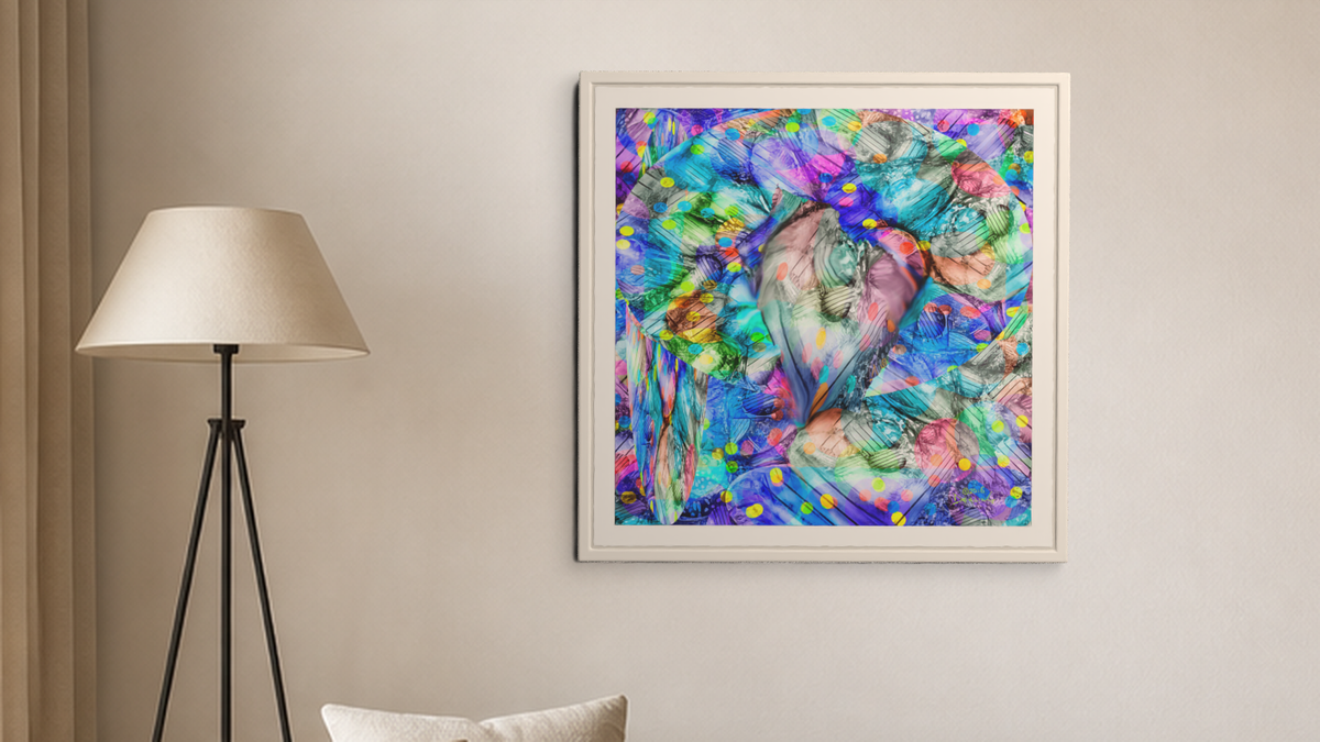 In-room view of Polka Dottings Loving Large 2016, 20 × 20 inch print — Deeling Metric Scene v3