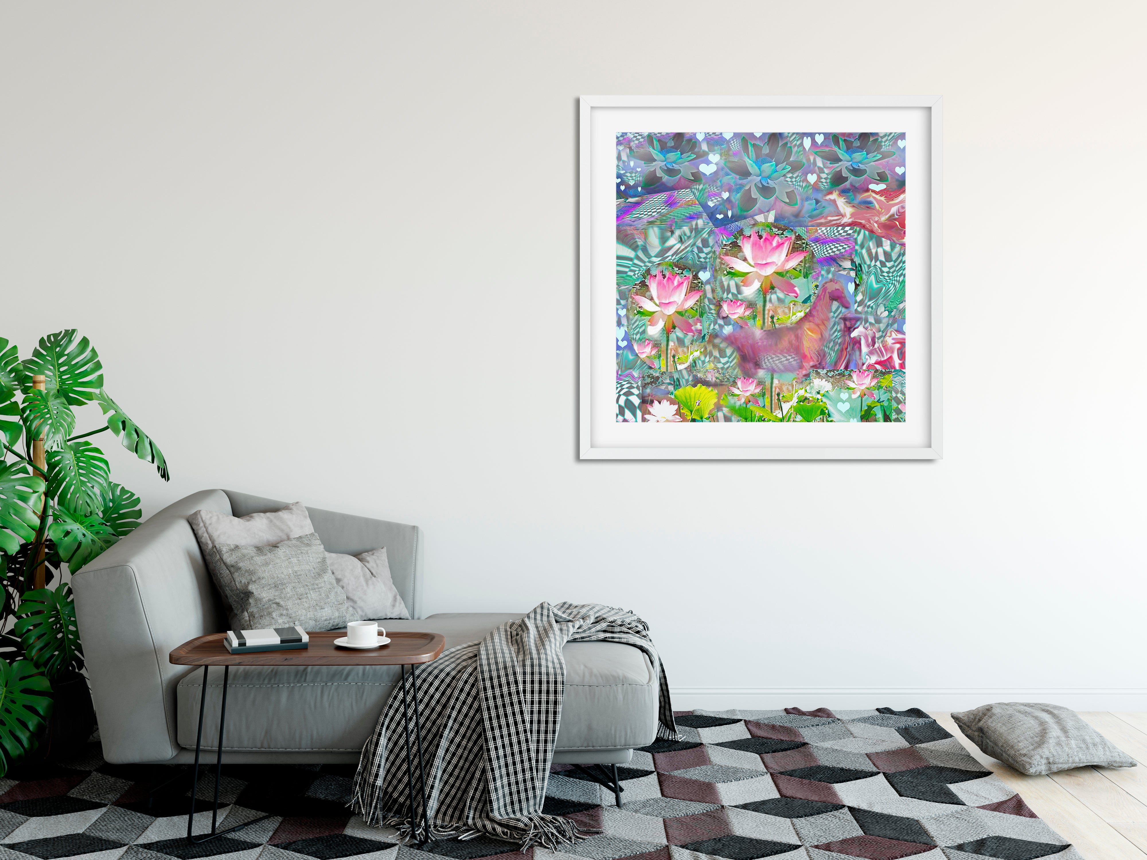 A Horse in Monet's Garden Archival Art Print by Deeling