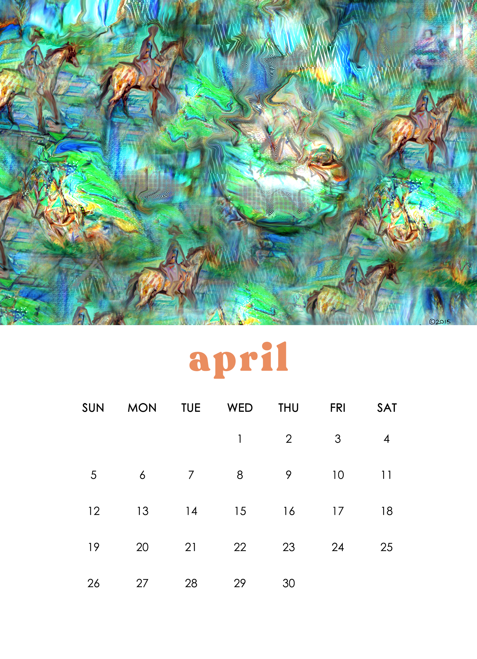 2026 12-Month Art Print Calendar by Deeling