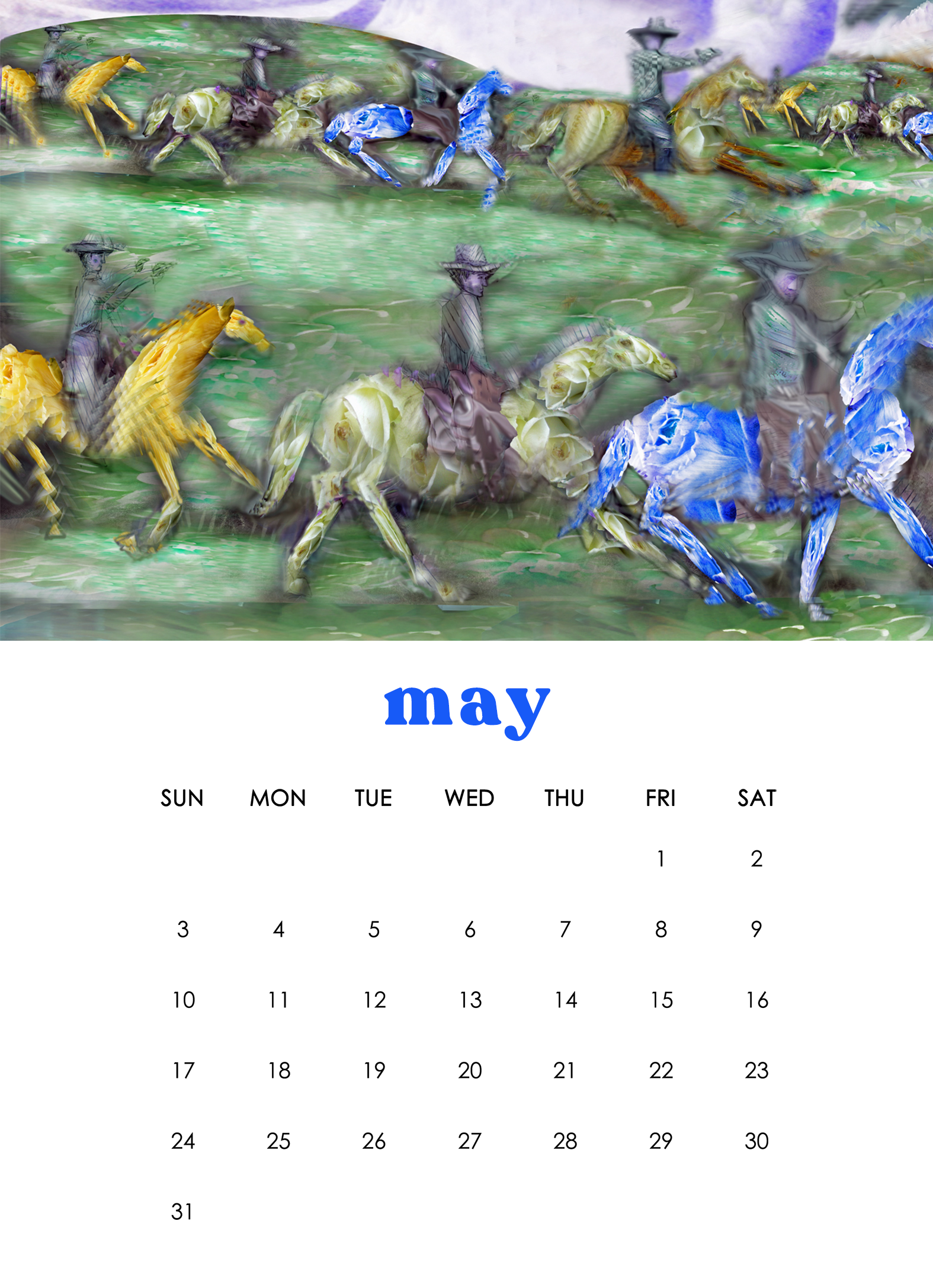 2026 12-Month Art Print Calendar by Deeling