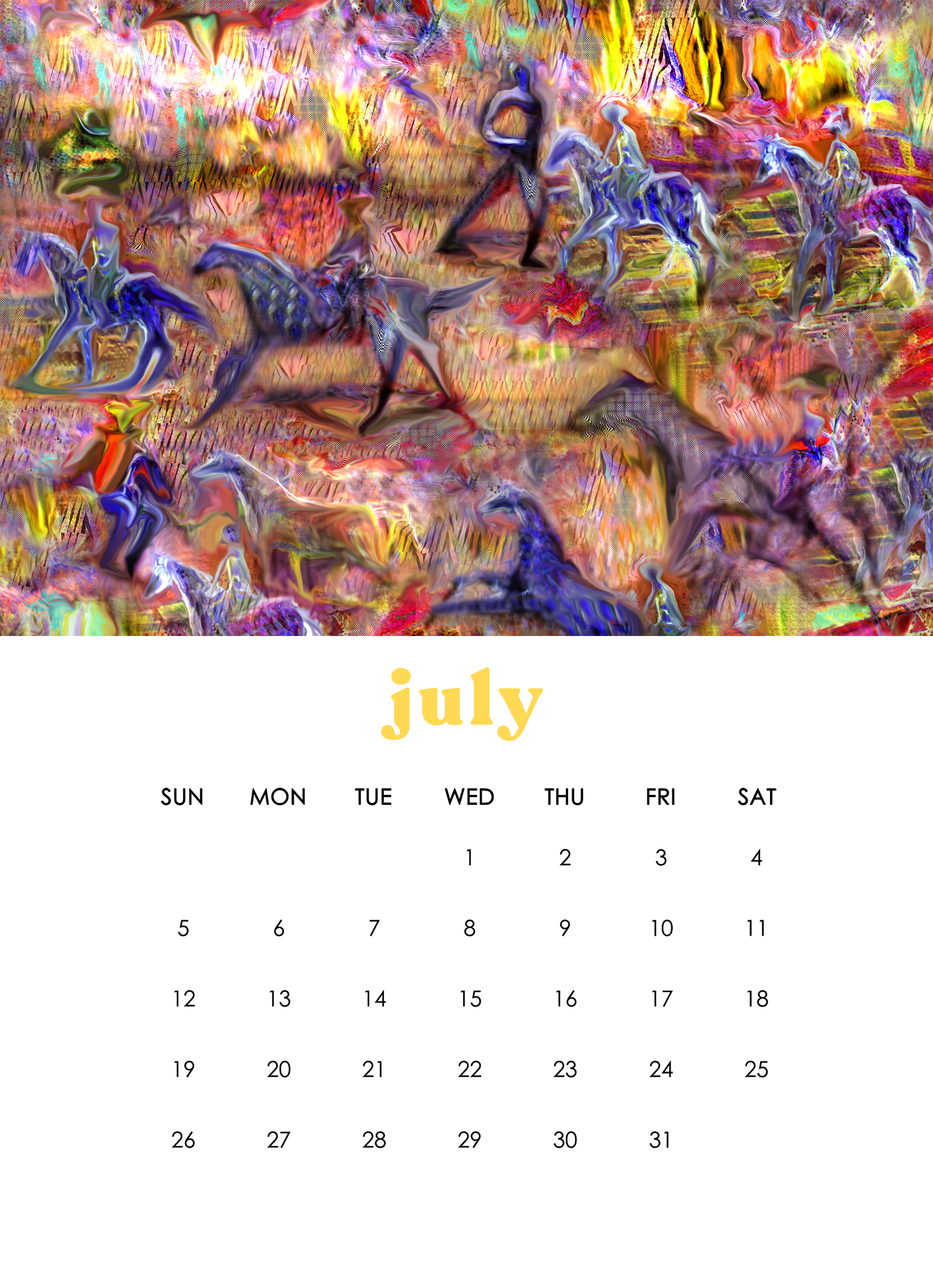 2026 12-Month Art Print Calendar by Deeling