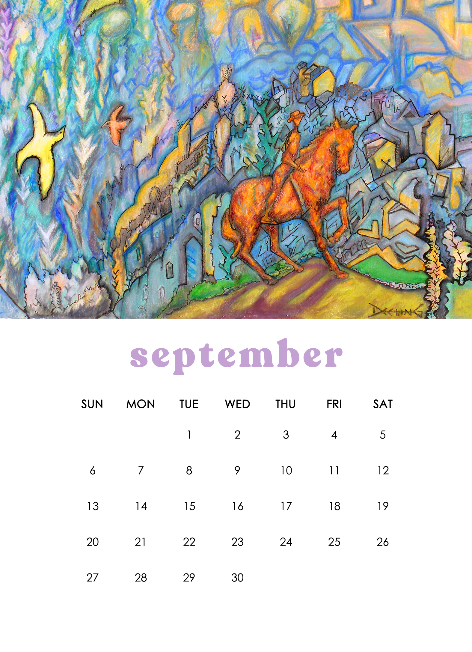 2026 12-Month Art Print Calendar by Deeling