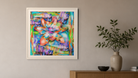 In-room view of Lotus Lingers 2017, 20 × 20 inch print — Deeling Metric Scene v3