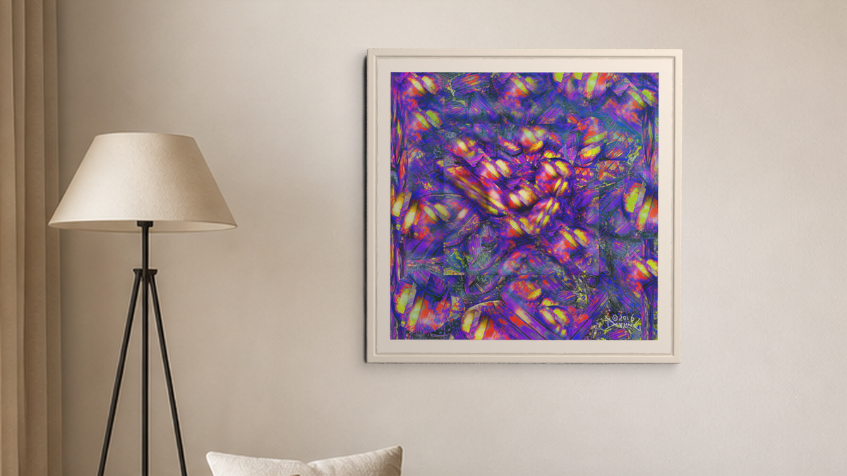 In-room view of Midnight Festivus 2016, 20 × 20 inch print — Deeling Metric Scene v3