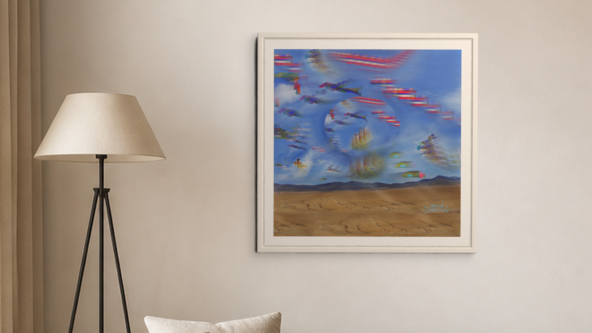 In-room view of Mirage 5.2 2016, 20 × 20 inch print — Deeling Metric Scene v3