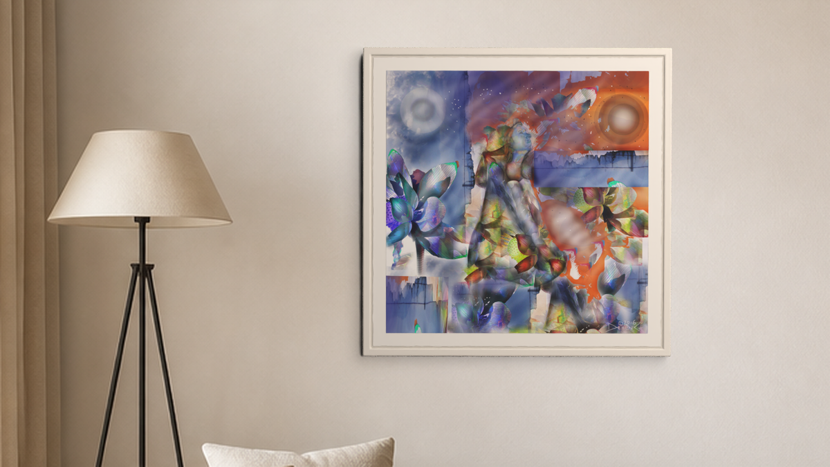 In-room view of Night Sky 2016, 20 × 20 inch print — Deeling Metric Scene v3