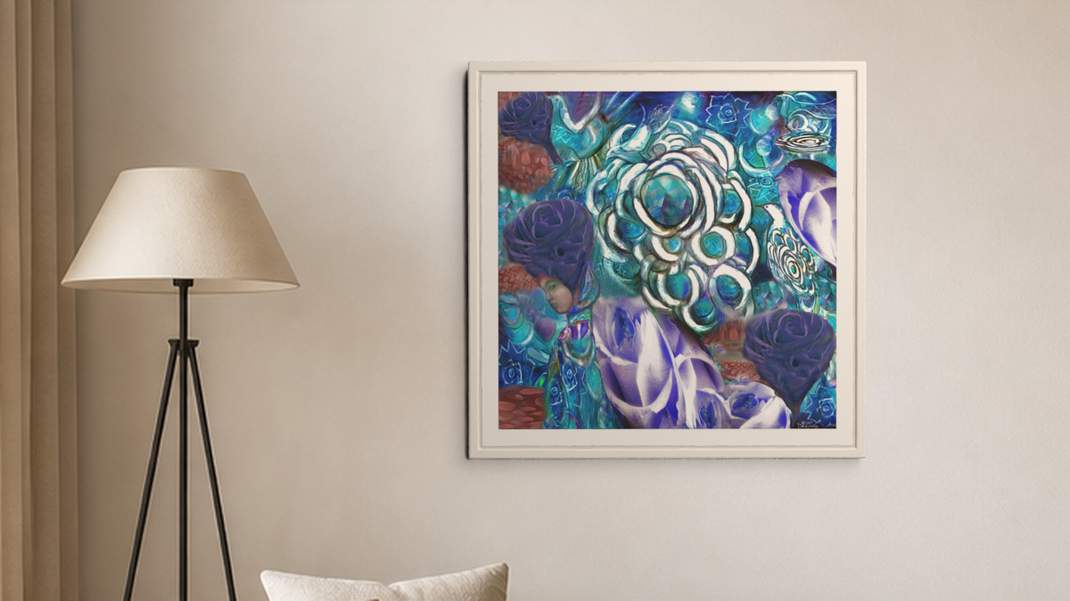 In-room view of Permanent Rose 2017, 20 × 20 inch print — Deeling Metric Scene v3