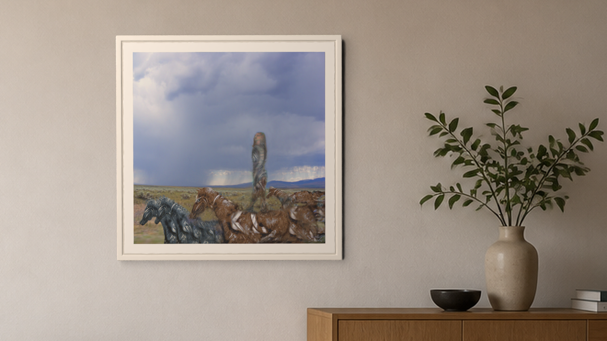 In-room view of Standing Ride 5.2 2016, 20 × 20 inch print — Deeling Metric Scene v3