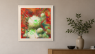 In-room view of Still Life with Blossoms 2016, 20 × 20 inch print — Deeling Metric Scene v3
